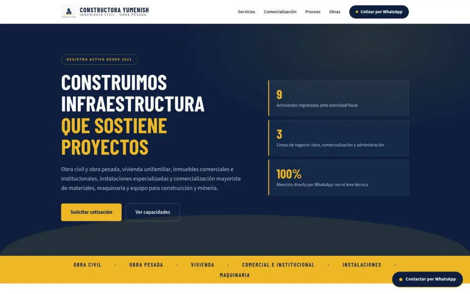 Captura de pantalla de Construimos infraestructura que sostiene proyectos