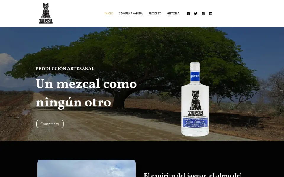 Captura de pantalla de Mezcal Tripón La Veinte