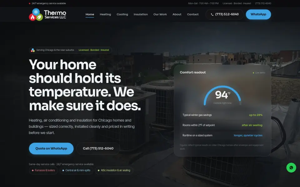 Sitio web de Thermo Services LLC