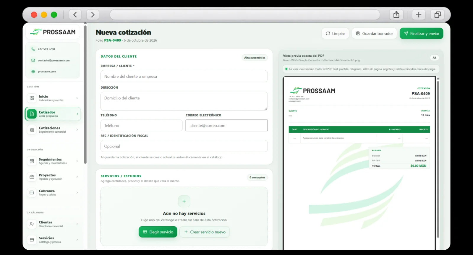 Pantalla 2 de COTIZADOR WEB
