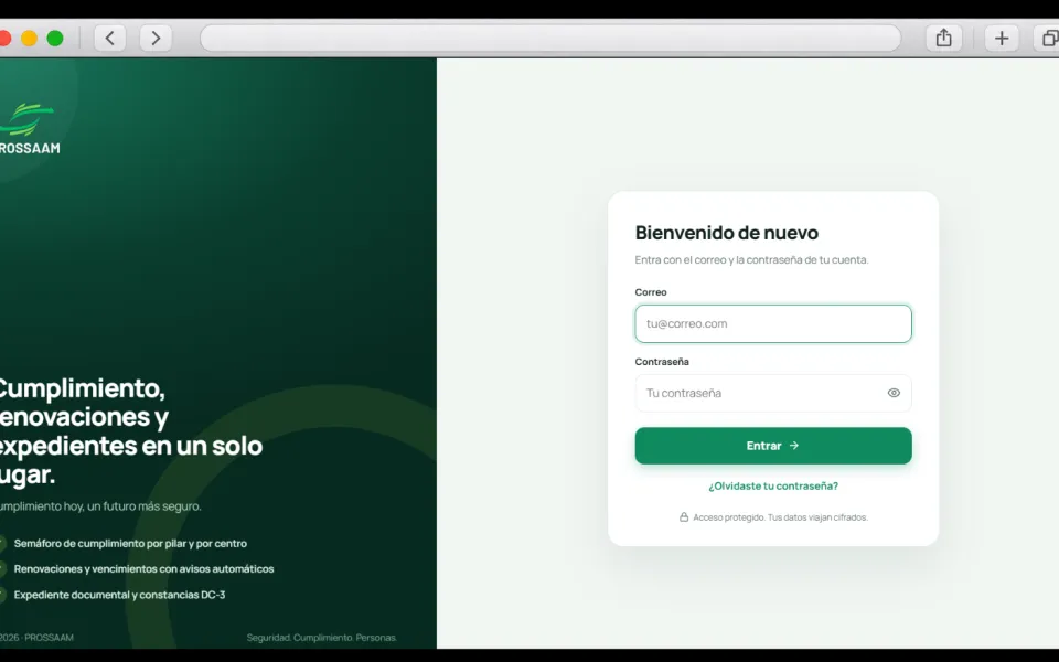 Pantalla de SISTEMA DE GESTIÓN DE CUMPLIMIENTO